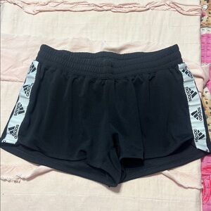 Adidas Women's Black Athletic Shorts with Logo Stripes